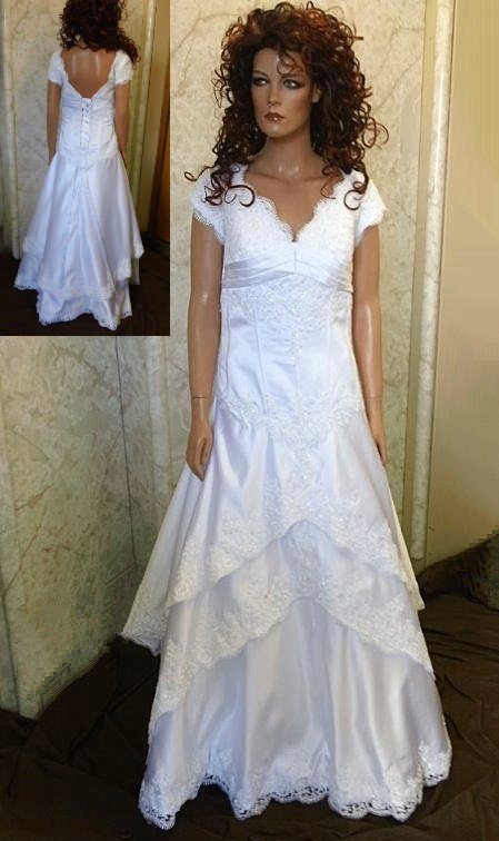 White off the shoulder Wedding dress with cap sleeves